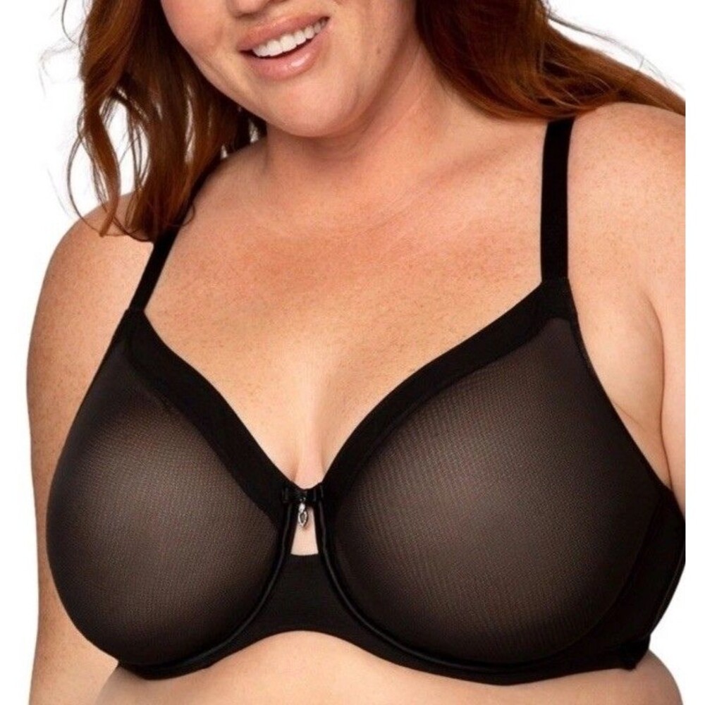 Curvy Couture Style 1311 Size 36C Sheer Mesh Full Coverage Unlined Underwire Bra